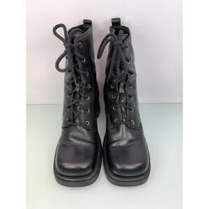 Y2K Mia Platform Boots Women's 7.5 Chunky 3in Heel Black Goth Grunge Festival